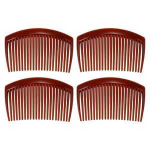 4 Pcs Classic Side Clip Teeth Hair Clip Comb Plastic 3" Brown